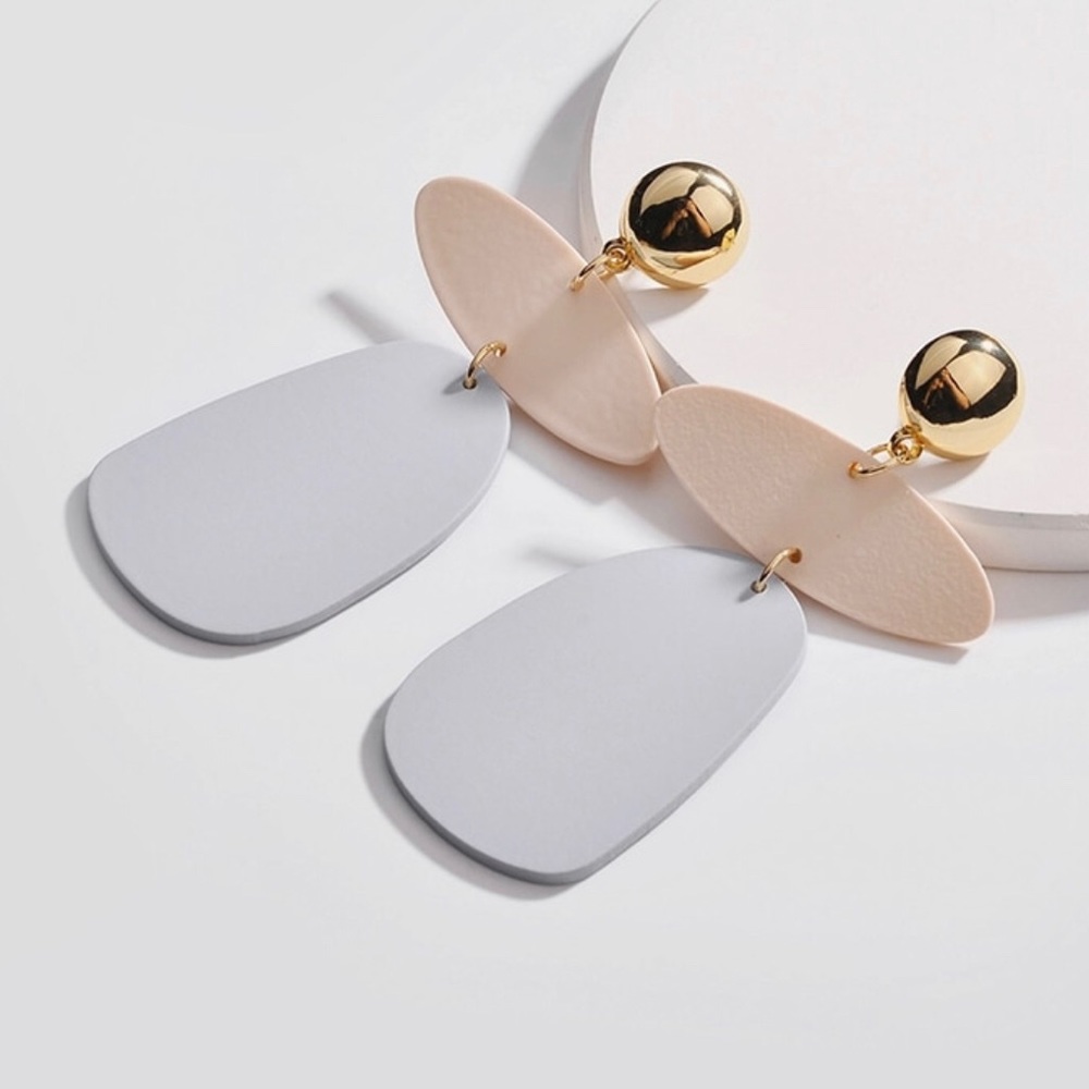 EARRINGS |Statement Acrylic Pink & Gray earrings